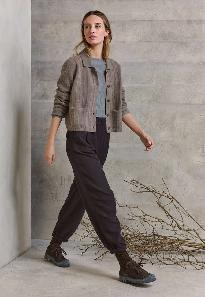 Collared cardigan, Soft brown, completeTheLook