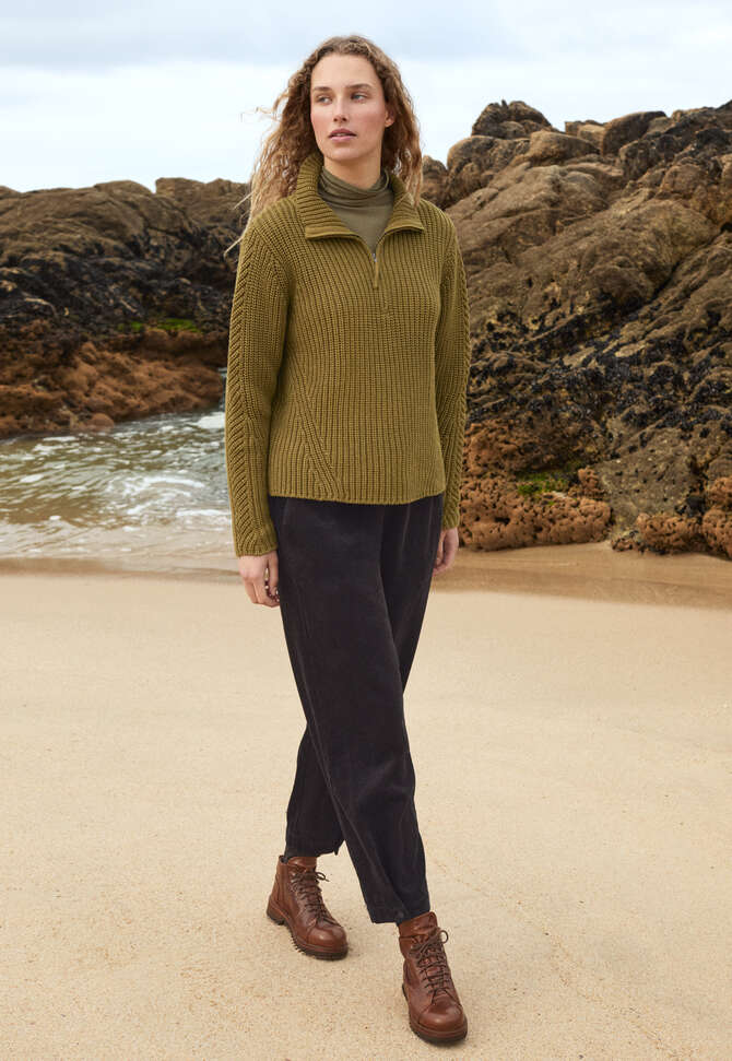Zip-neck sweater, Lichen, completeTheLook