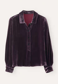 Velvet collared top, Dark plum, webstill