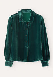 Velvet collared top, Bottle green, webstill