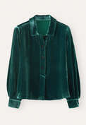 Velvet collared top, Bottle green, webstill
