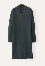 Knitted v-neck dress, Petrol slate, webstill