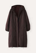 Long padded coat, Fig brown, webstill