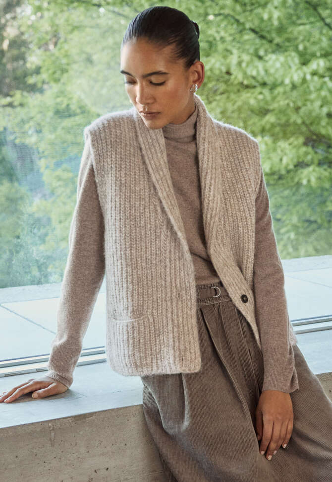 Shawl-collar cardigan, Shell grey, completeTheLook