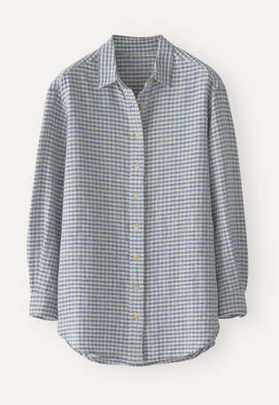 Gingham checked shirt, Natural ocean, webstill
