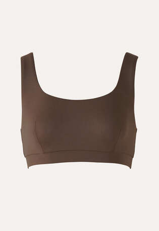 Square-neck bikini top, Coffee, webstill