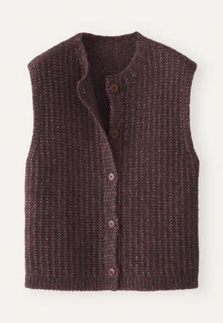 Sleeveless cardigan, Maroon brown, webstill