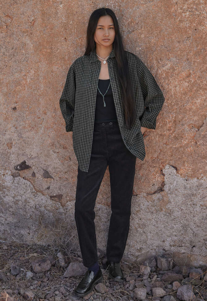 Gingham checked shirt, Charcoal, completeTheLook