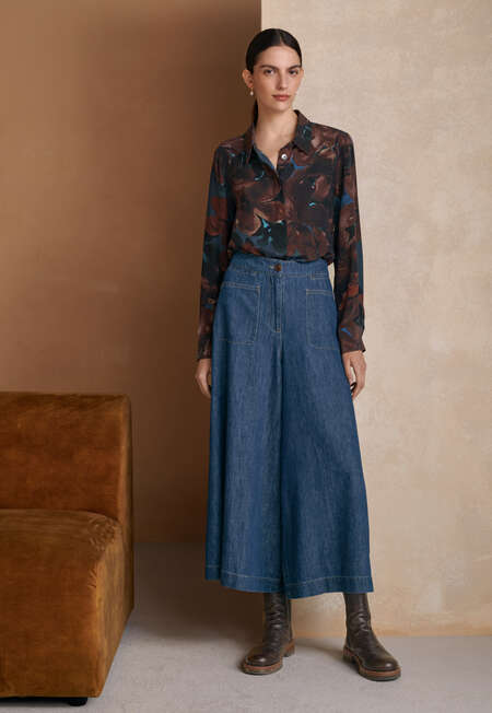 Printed blouse, Teal garnet, completeTheLook
