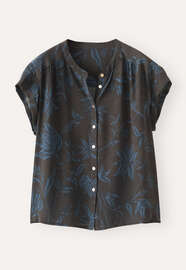 Printed boxy shirt, Midnight blue, webstill