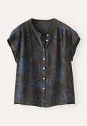 Printed boxy shirt, Midnight blue, webstill
