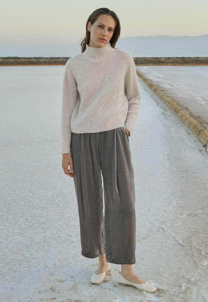 Cable sweater, Grey pearl, completeTheLook