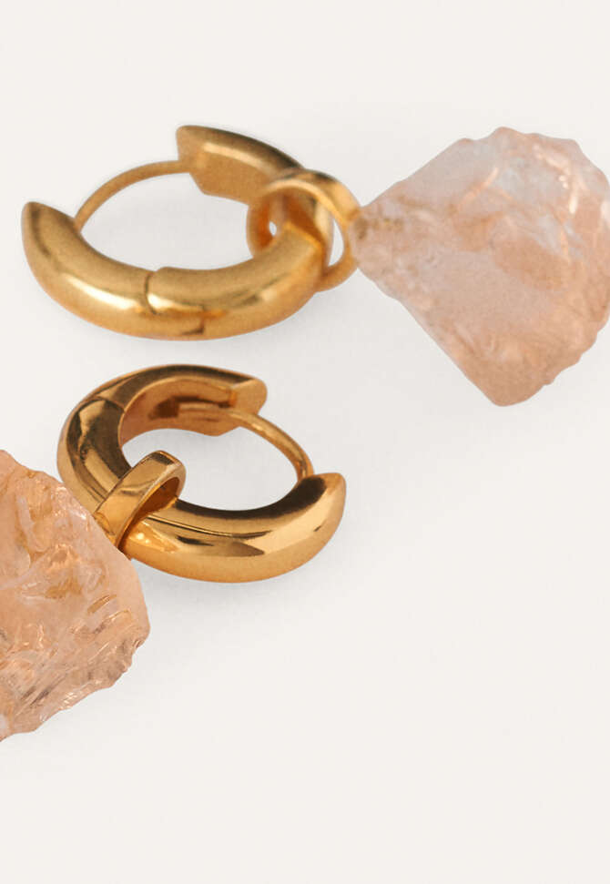 Champagne stone earrings, Gold and champagne, completeTheLook