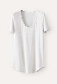 Scoop-neck T-shirt, White, webstill