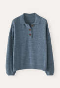 Collared sweater, Petrol blue, webstill