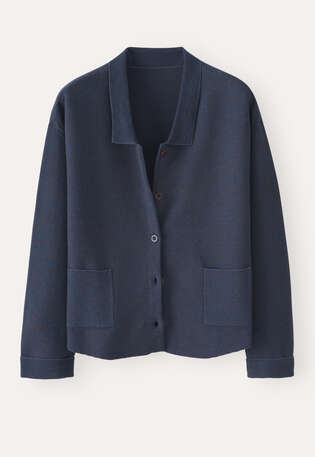 Collared cardigan, Dark blue, webstill