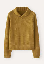 Moss-stitch collared sweater, Ochre gold, webstill