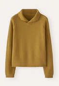 Moss-stitch collared sweater, Ochre gold, webstill