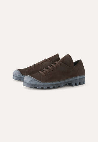 Lace-up trainers, Coffee, webstill