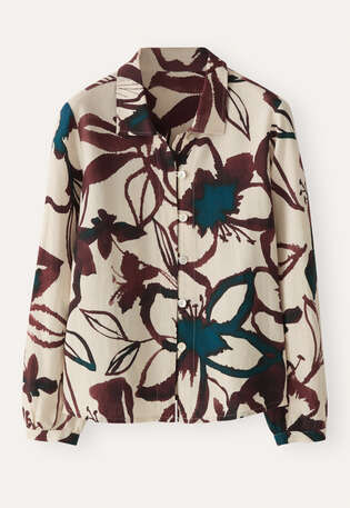 Printed blouse, Cream damson, webstill