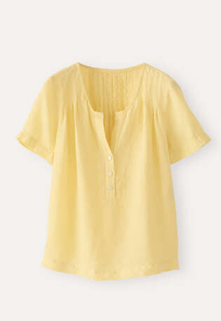 Pleated short-sleeve top, Lemon, webstill