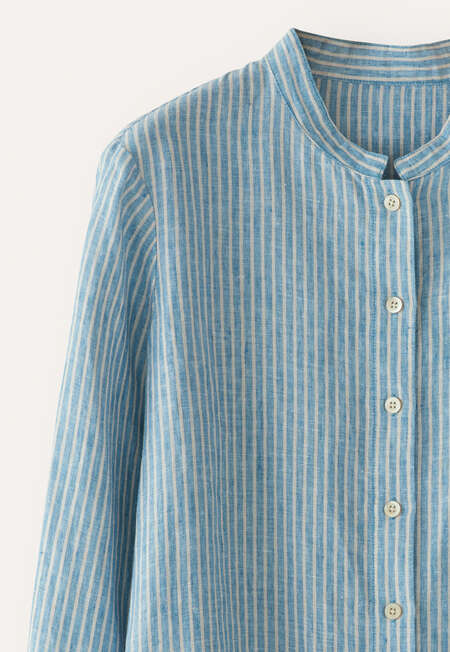 Striped shirt with peplum, Turquoise stone, completeTheLook