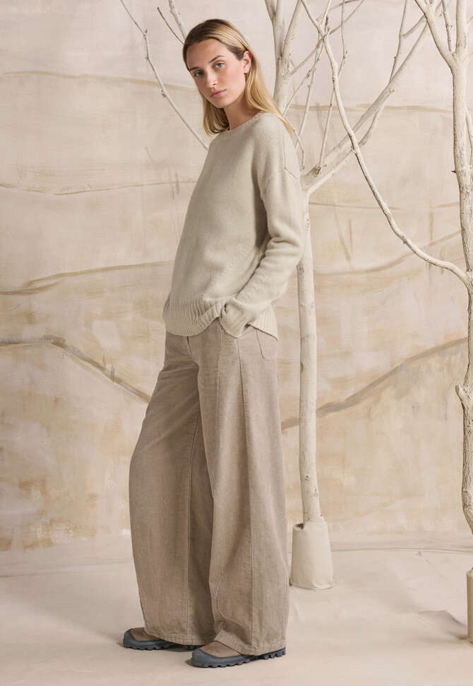 Hemp cotton & yak cord trousers, Oatmeal, completeTheLook