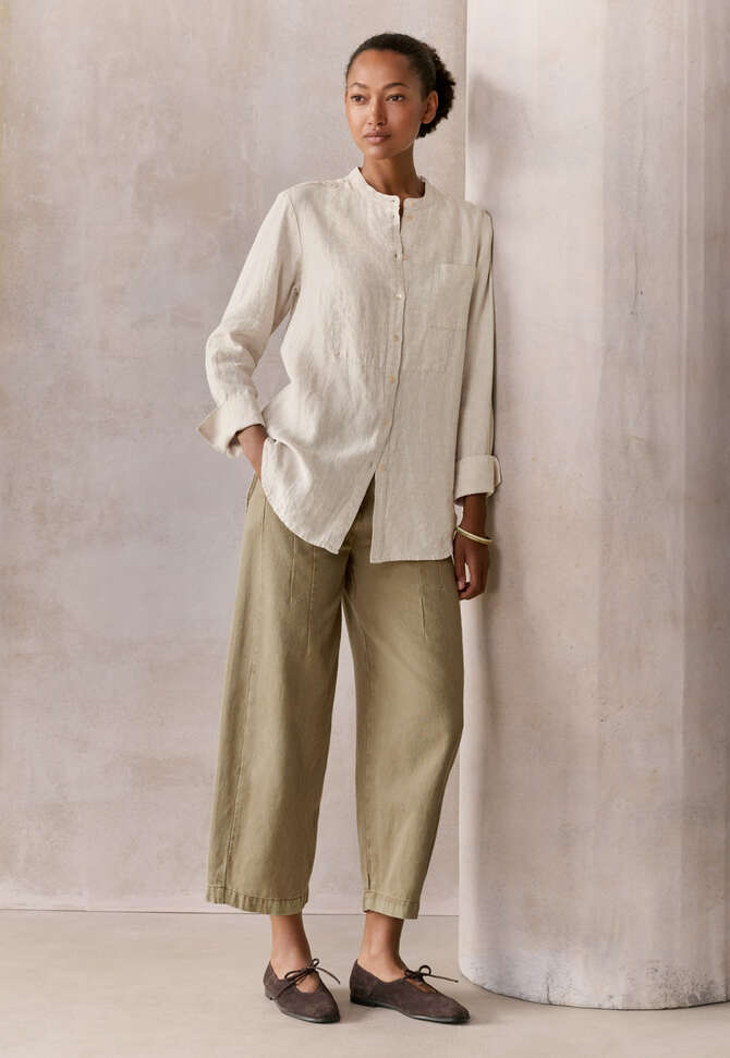 Long bib-detail shirt, Pale natural, completeTheLook