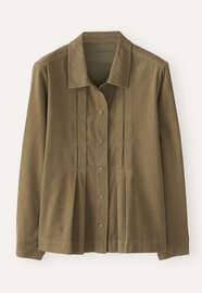 Tuck-front shirt, Moss green, webstill