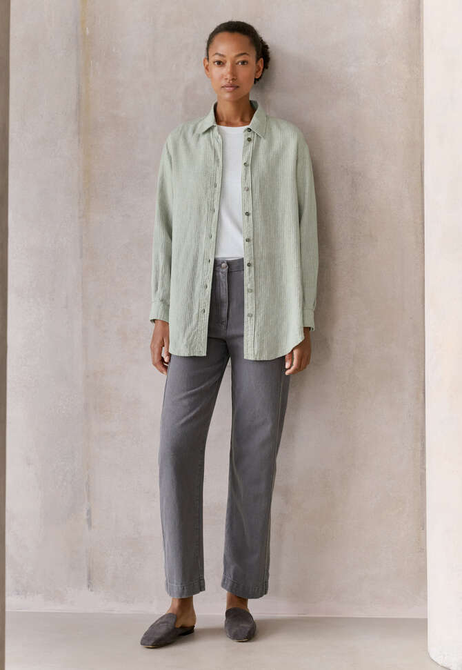 Textured weave overshirt, Pale sage, completeTheLook