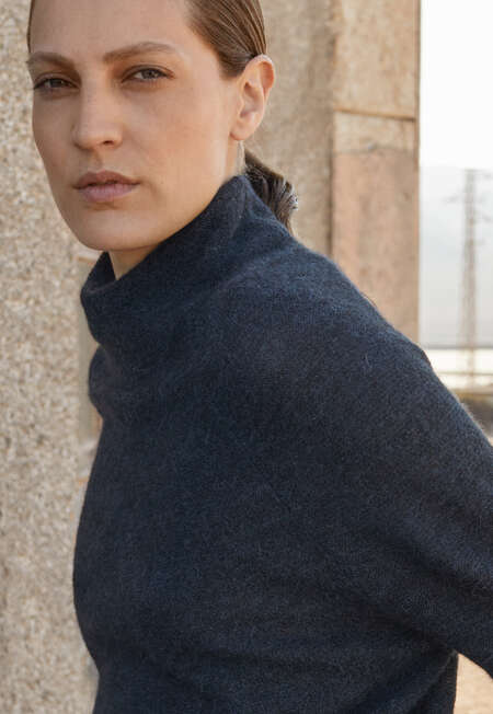 High-neck sweater, Blue black, completeTheLook