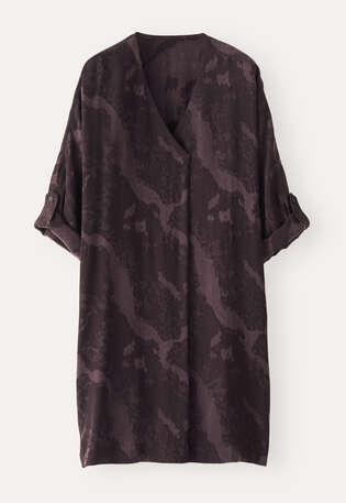 Jacquard v-neck dress, Aubergine, webstill