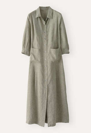 Button-front maxi-dress, Soft khaki, webstill