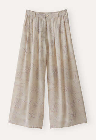 Printed cropped trousers, Pale taupe, webstill