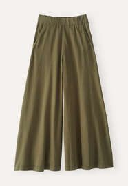 Wide-leg jersey trousers, Dark khaki, webstill