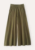 Wide-leg jersey trousers, Dark khaki, webstill