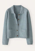 Collared cardigan, Pale ocean, webstill