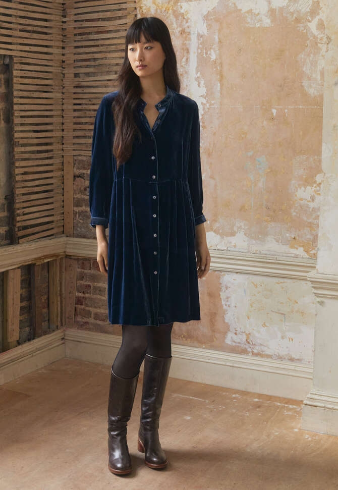 Pleat-waist dress, Ink, completeTheLook
