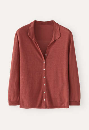 Collared cardigan, Terracotta red, webstill