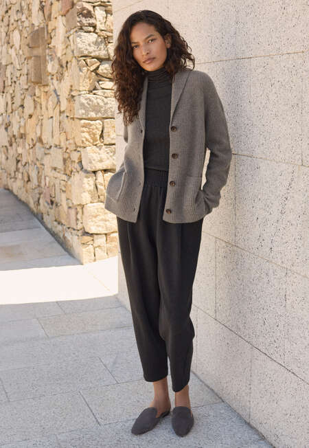Shawl-collar cardigan, Dark haze, completeTheLook