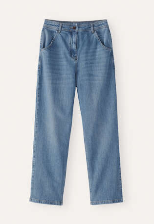 Tapered cropped jeans, Pale wash, webstill