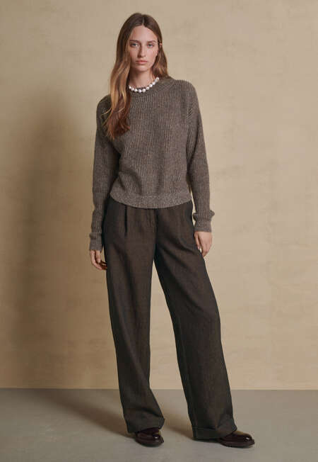 Rib-stitch sweater, Mink brown, completeTheLook