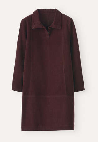 Cord funnel-neck dress, Damson, webstill