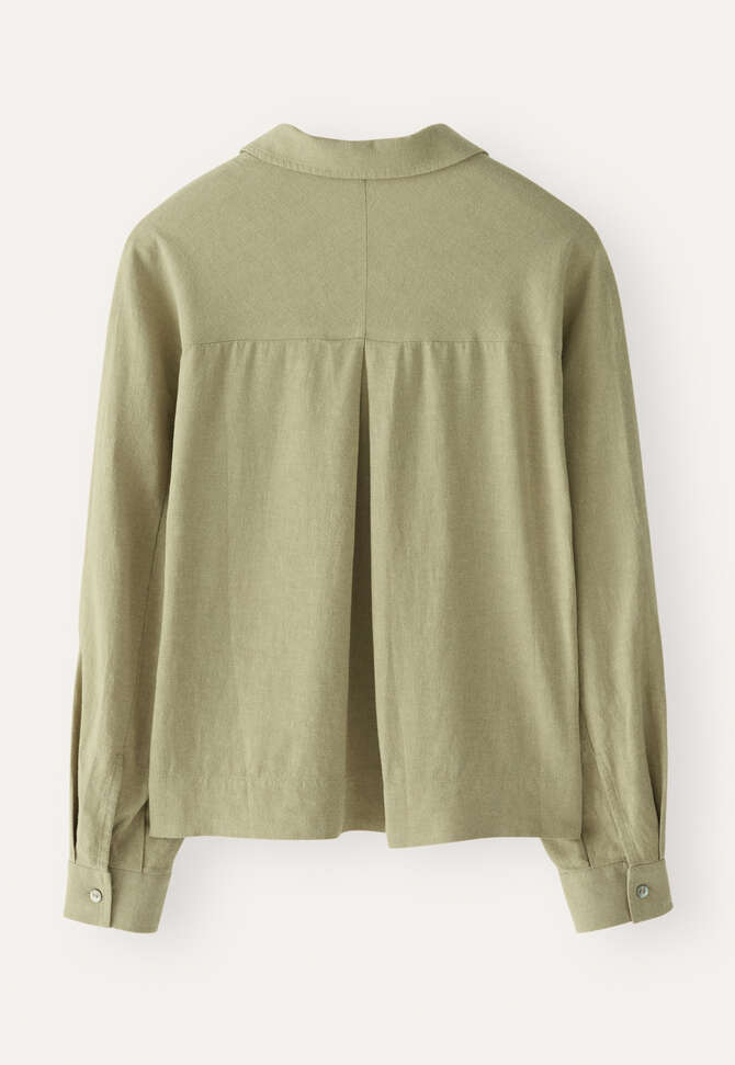 Curved-sleeve blouse, Pale olive, completeTheLook