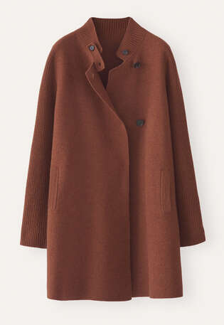 Ribbed sleeve coatigan, Dark copper, webstill