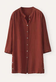 Long side-button shirt, Chilli brown, webstill