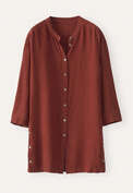 Long side-button shirt, Chilli brown, webstill