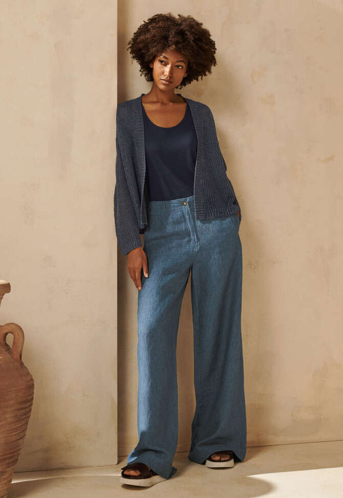 Wide-leg trousers, Petrol, completeTheLook