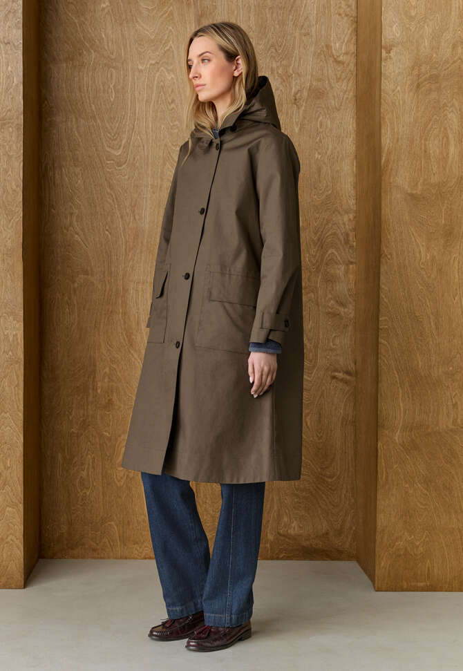 Hooded trench coat, Grey khaki, completeTheLook