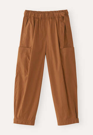Cropped pull-on trousers, Toffee, webstill